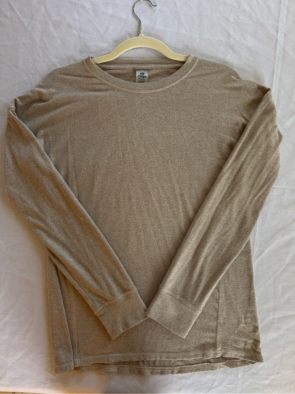 Mono B Heathered Taupe Crewneck Knit Top - Picture 2 of 4